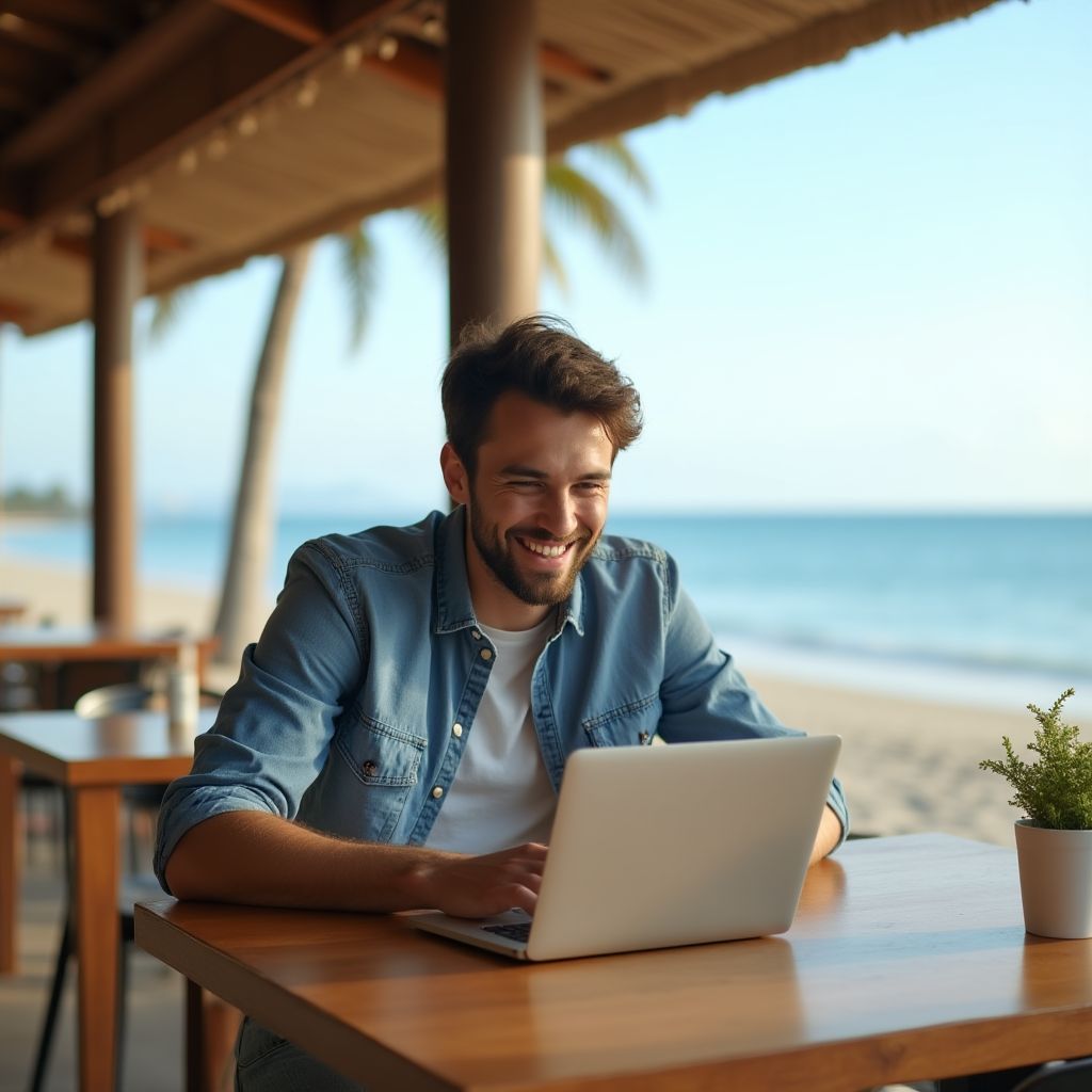 Retrato de cliente en la playa