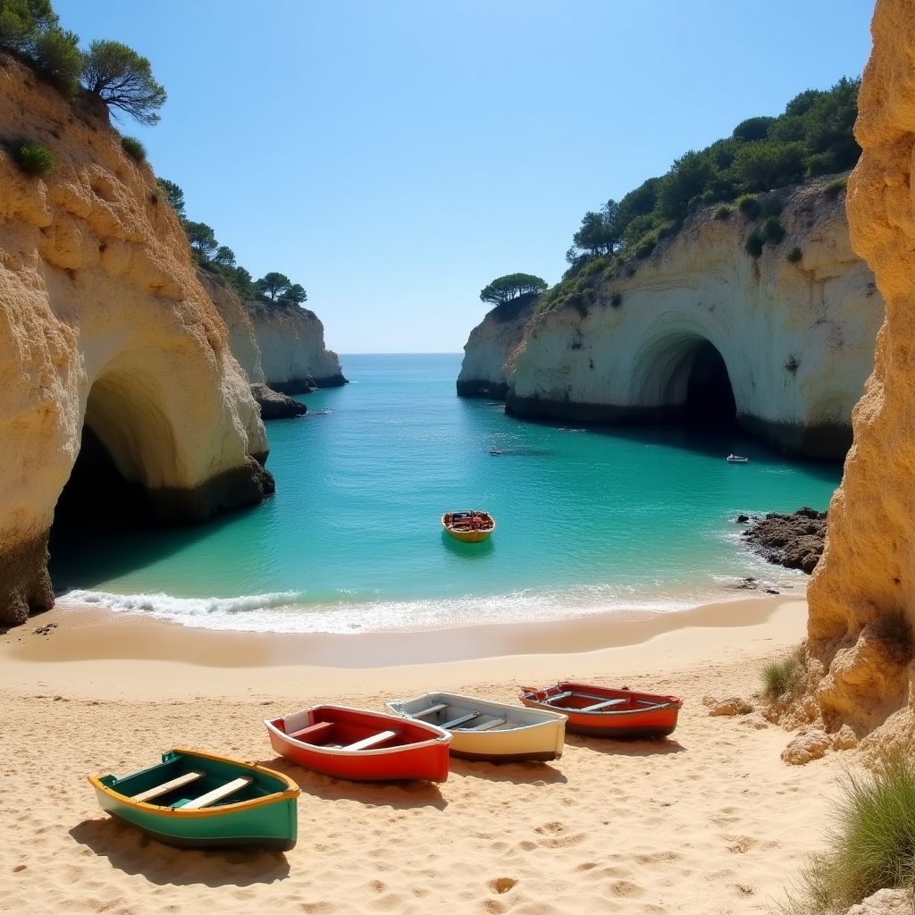 Playa de Calella de Palafrugell con barcas